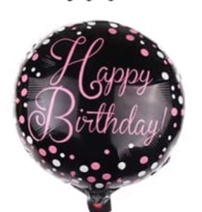 18" Happy Birthday pink & white dots Foil