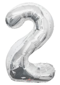 32" #2 Silver Number Foil Balloon (Air Only)