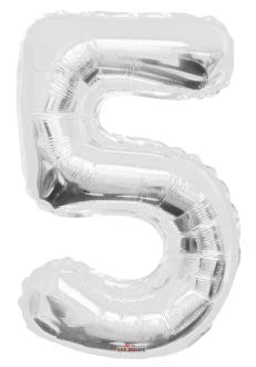 32" #5 Silver Number Foil Balloon (Air Only)