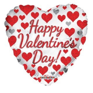 18" Red & Silver Valentines Hearts