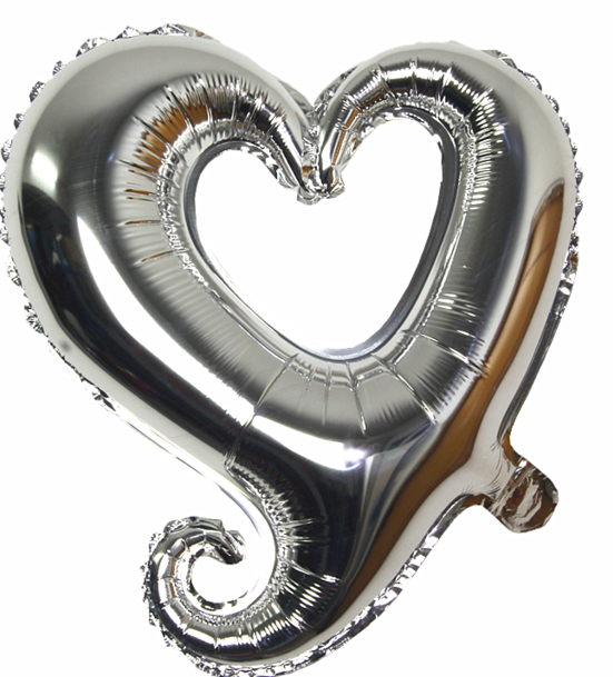 18" Silver Hollowed Heart Foil