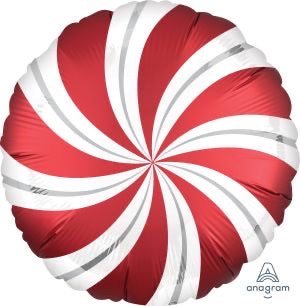 18" Red Candy Swirl Foil Balloon