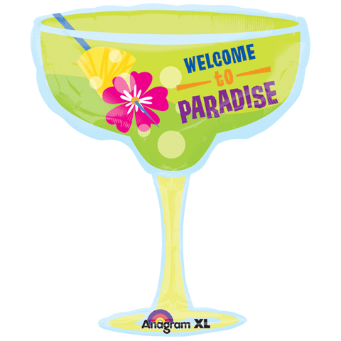28" Large Welcome to Paradise Margarita Glass Foil  Balloon