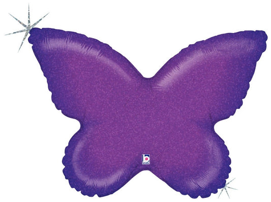 30" Holographic Solid Color Butterfly Purple Foil Balloon