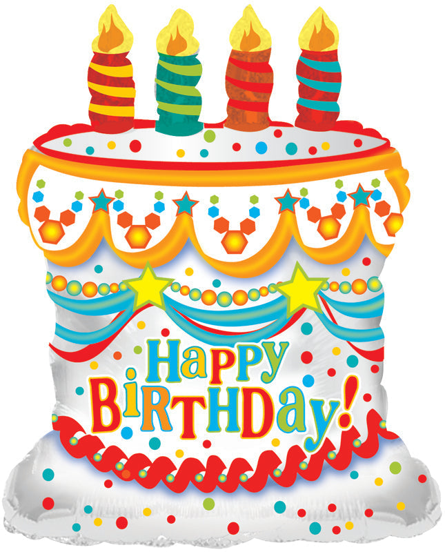 28" Happy Birthday Cake Shape Foil Balloon