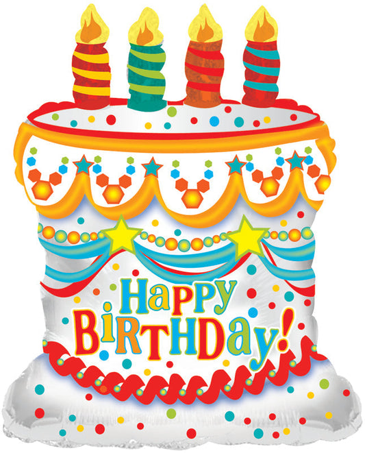 24" Happy Birthday Cake Shape Foil Balloon
