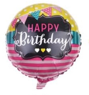 18" Happy Birthday Pink & Yellow Foil