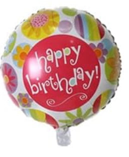 18" Happy Birthday Flowers Foil Balloon