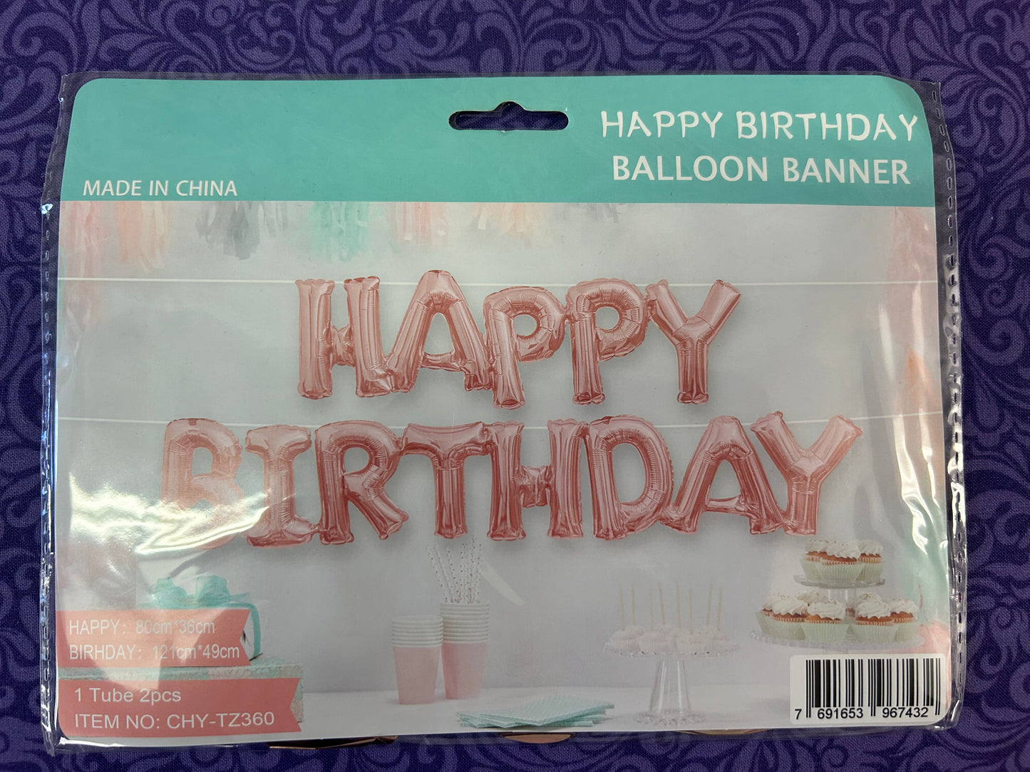 Rose Gold 48" Happy Birthday Banner