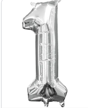 32" #1 Silver Number Foil Balloon (Air Only)