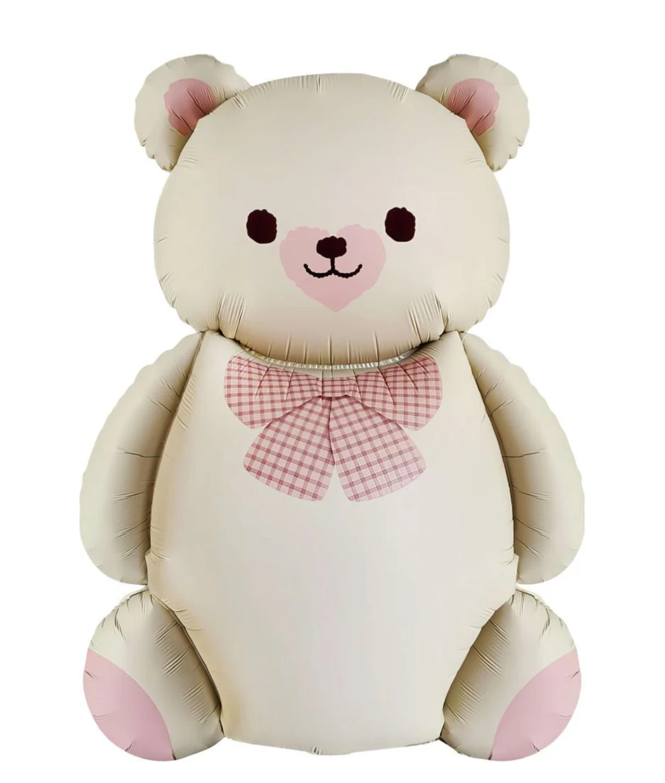 36" Teddy Bear Matte Cream & Pink Foil Balloon