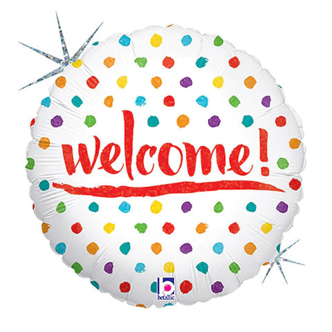 18" Welcome Dots Foil Balloons