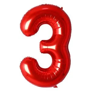 32" #3 Red Number Foil Balloon (Air Only)