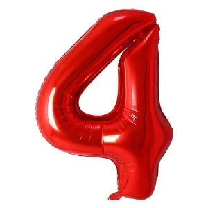 32" #4 Red Number Foil Balloon (Air Only)