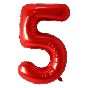 32" #5 Red Number Foil Balloon (Air Only)