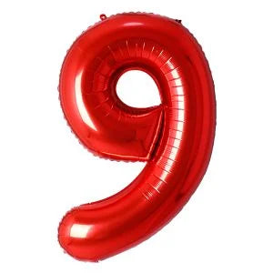 32" #9 Red Number Foil Balloon (Air Only)