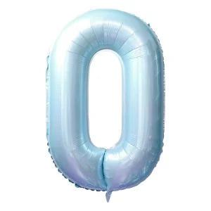 32" #0 Baby Blue Number Foil Balloon (Air Only)