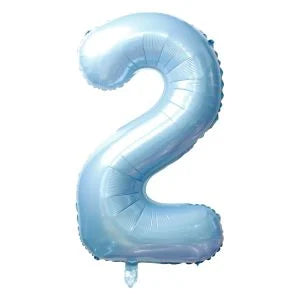 32" #2 Baby Blue Number Foil Balloon (Air Only)