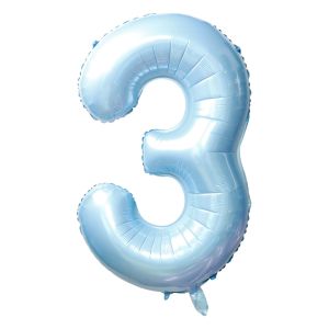 32" #3 Baby Blue Number Foil Balloon (Air Only)