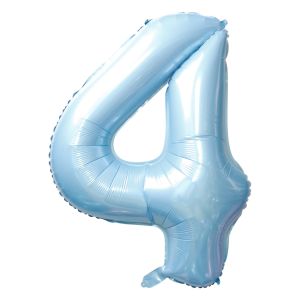 32" #4 Baby Blue Number Foil Balloon (Air Only)