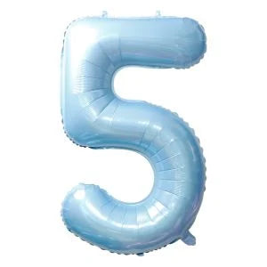 32" #5 Baby Blue Number Foil Balloon (Air Only)