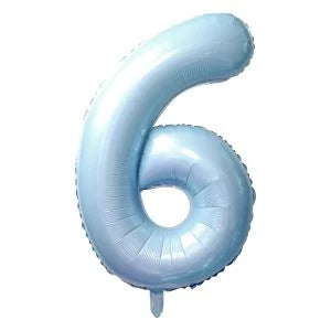 32" #6 Baby Blue Number Foil Balloon (Air Only)