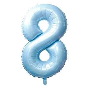 32" #8 Baby Blue Number Foil Balloon (Air Only)