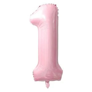 32" #1 Baby Pink Number Foil Balloon (Air Only)