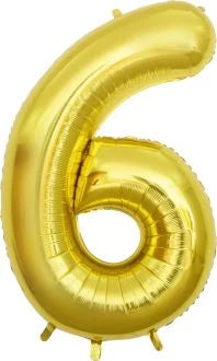 32" #6 Gold Number Foil Balloon (Air Only)