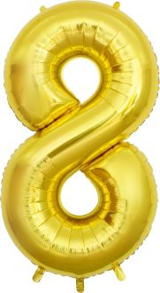 32" #8 Gold Number Foil Balloon (Air Only)