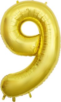 32" #9 Gold Number Foil Balloon (Air Only)