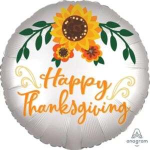 18" Happy Thanksgiving Floral Foil Balloon